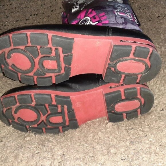 PAOLO CONTE-Death Rock-Punk-Black/Printed Leather-Shearling-Sz 38-Excellent - Picture 8 of 8